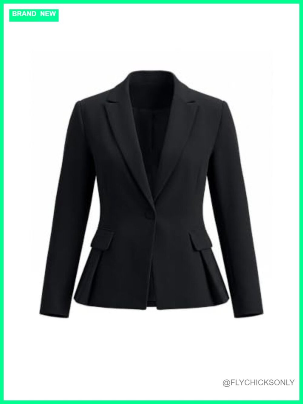 Womens Tailored Fitted Peplum Blazer Peak Lapel One Button Work Office Suit